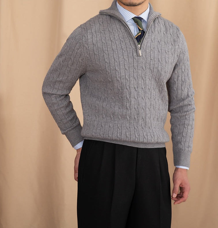 Aspen Open Collar Cable Knit Half Zip Jumper