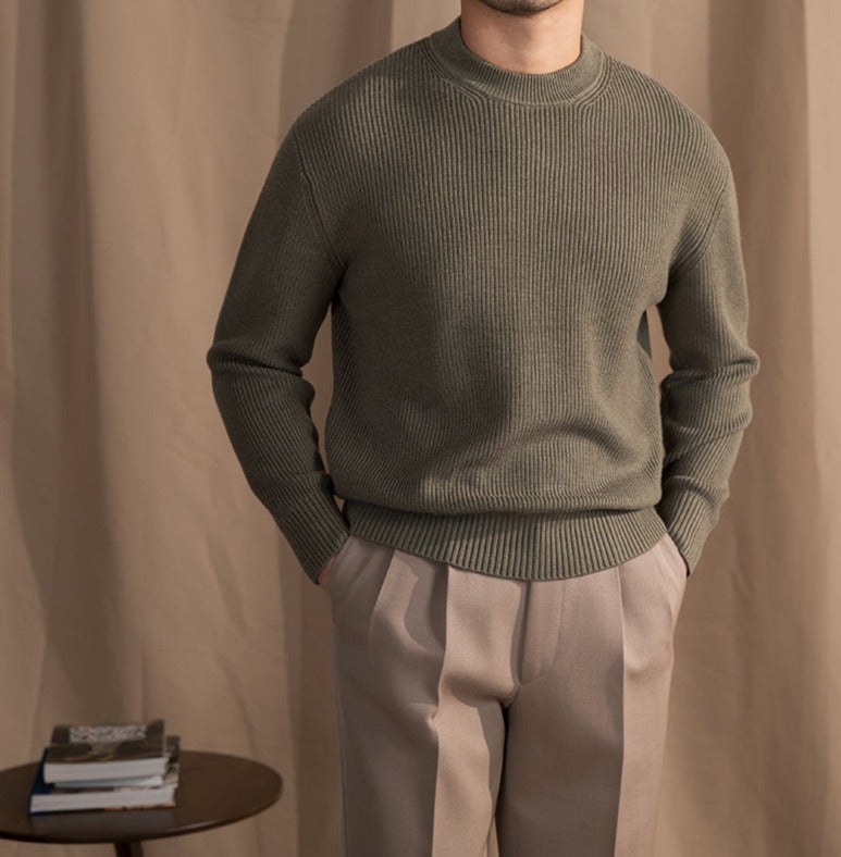 Casuale Ribbed Knit Wool Blend Sweater