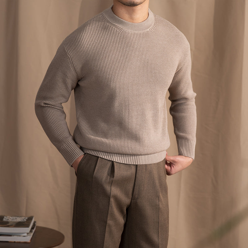 Casuale Ribbed Knit Wool Blend Sweater