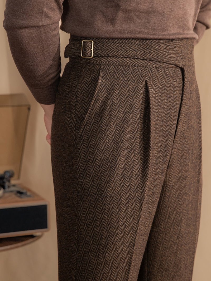 Straight Fit Wool Blend Gurkha Trousers