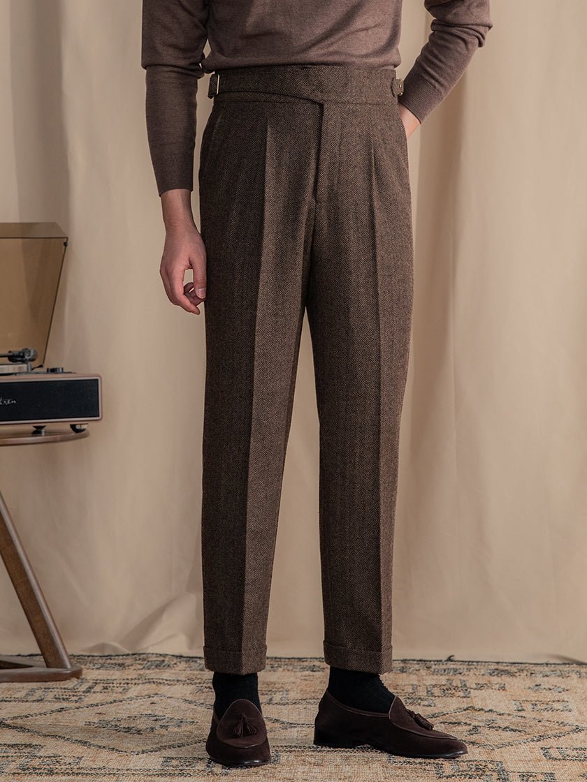 Straight Fit Wool Blend Gurkha Trousers