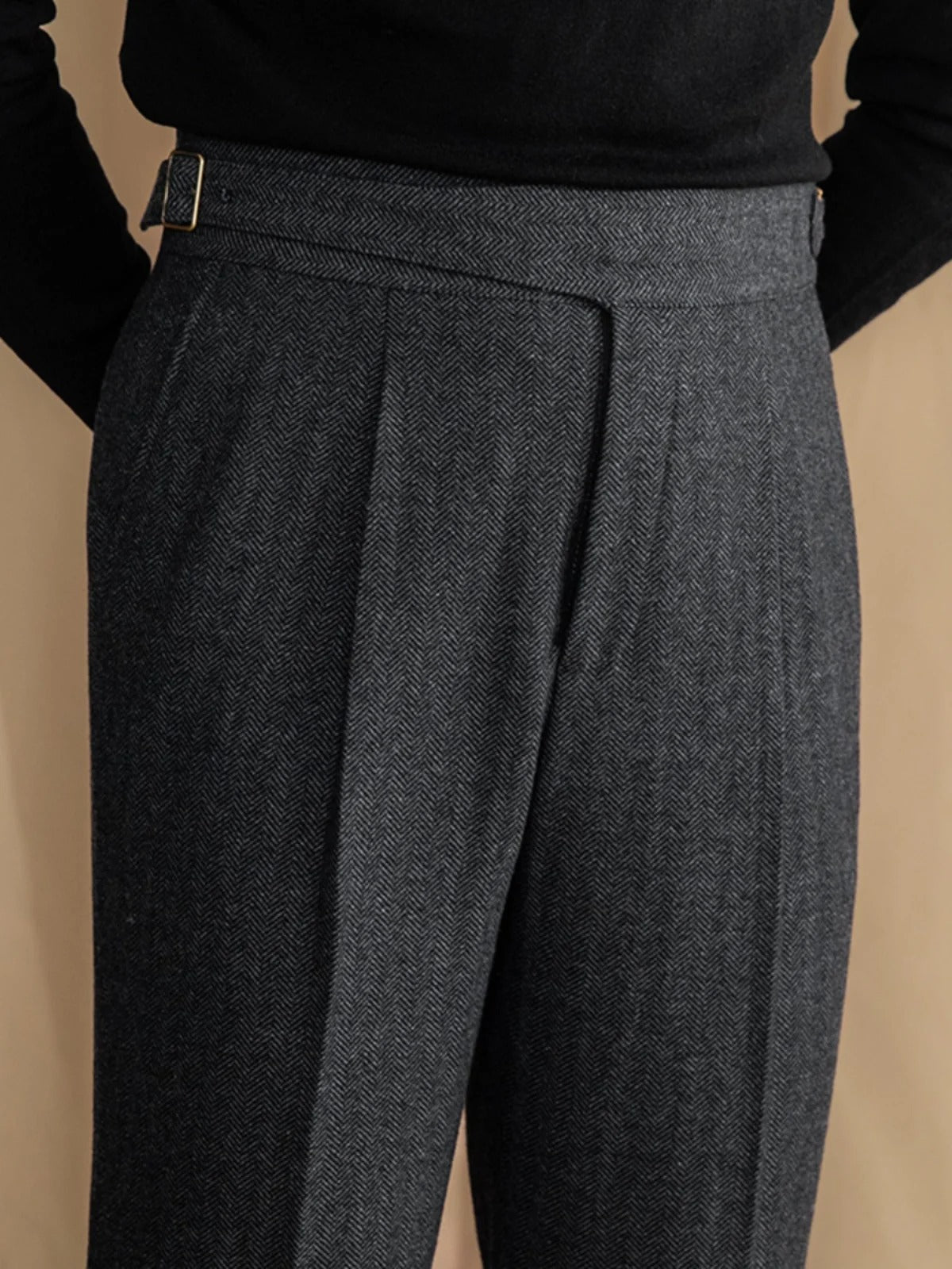 Straight Fit Wool Blend Gurkha Trousers