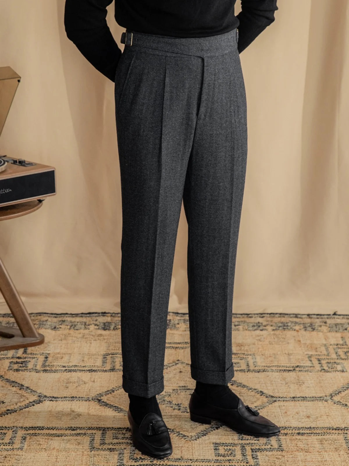 Straight Fit Wool Blend Gurkha Trousers